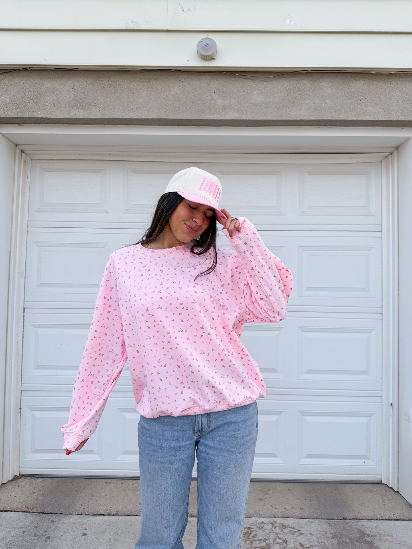 pink rose oversized crewneck