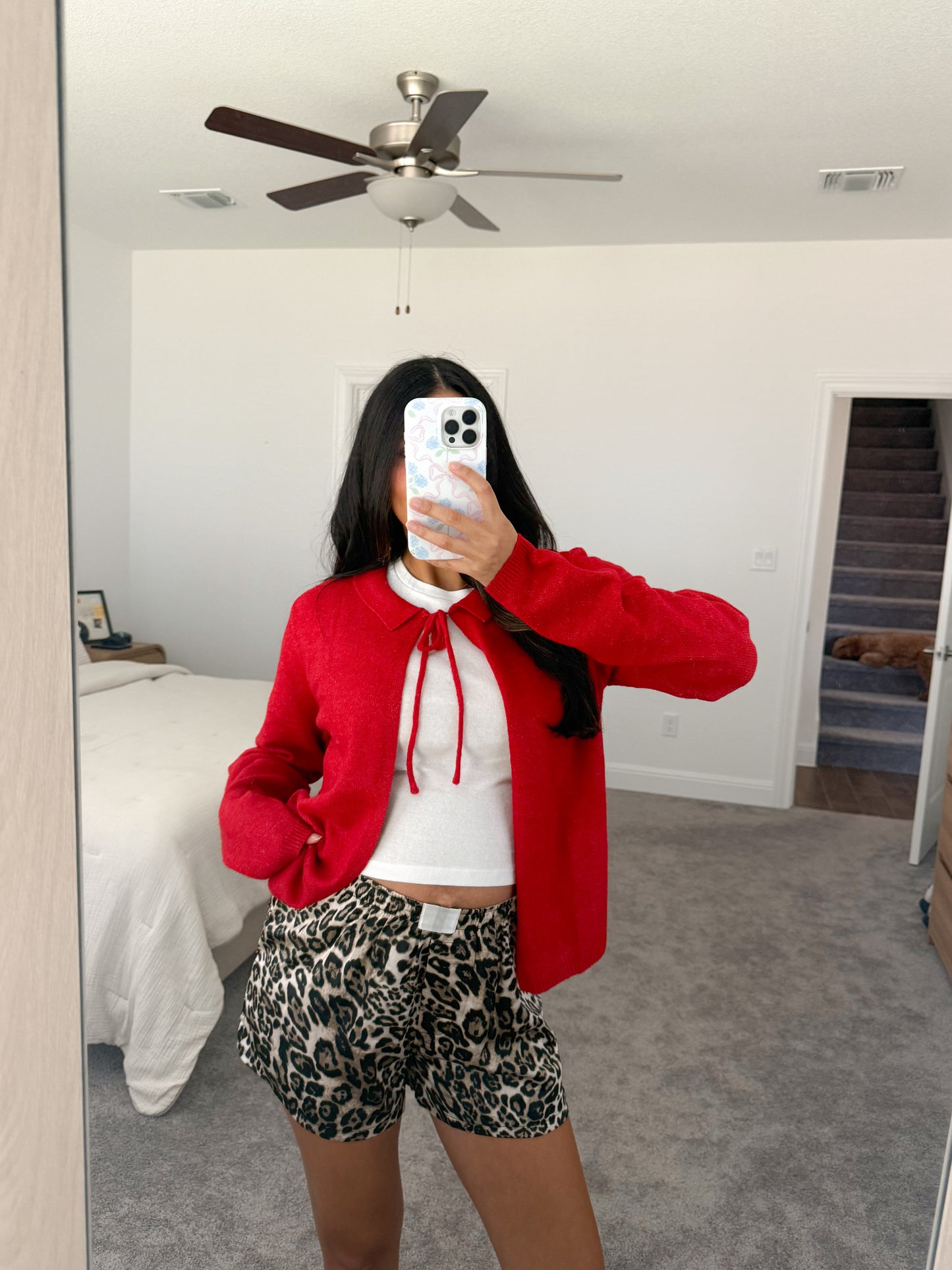 red bow cardi
