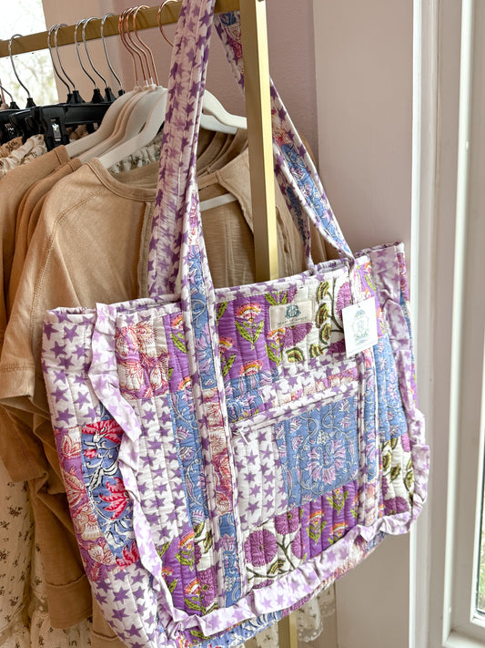 starlit bloom patchwork bag -LARGE