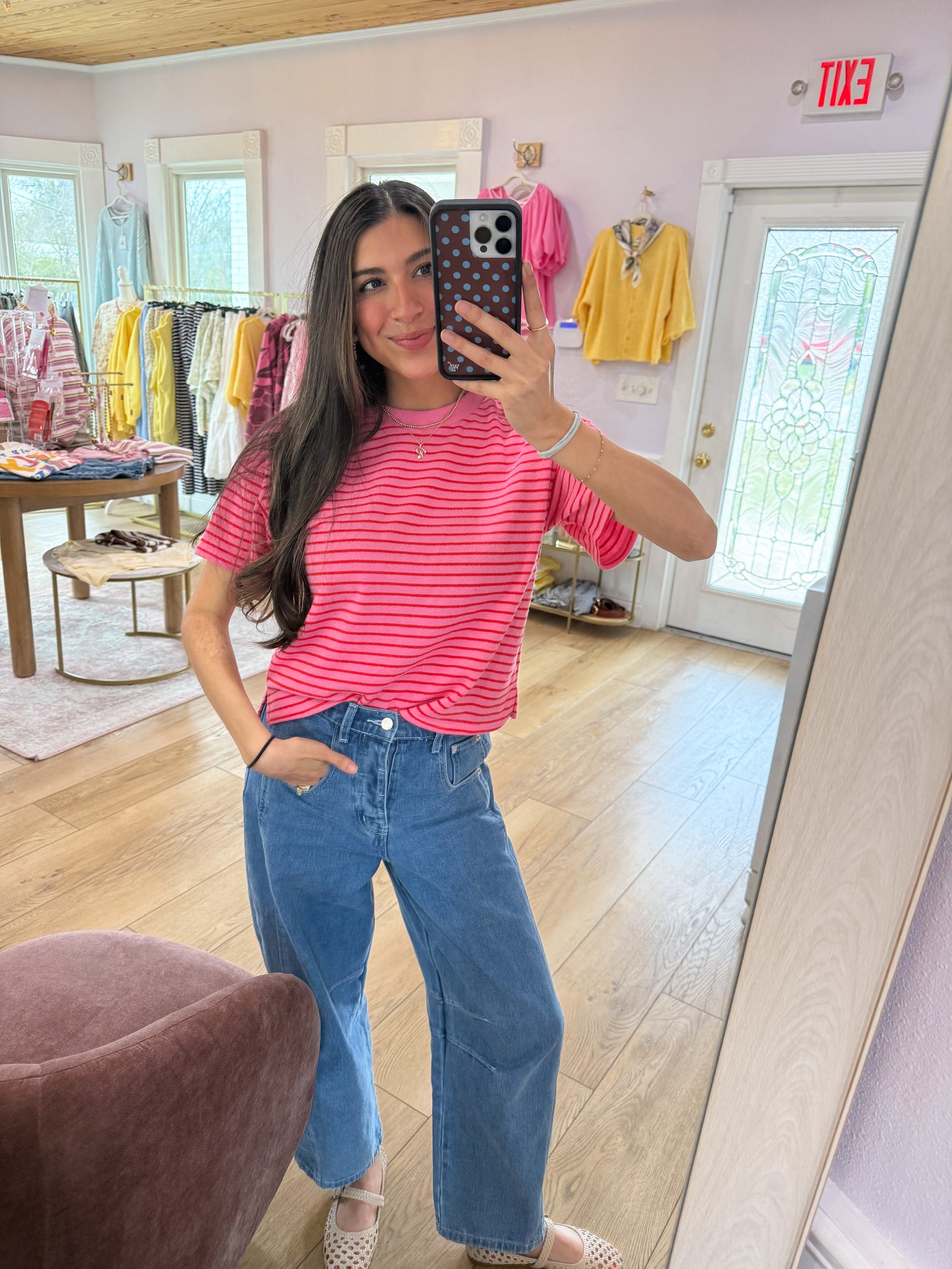the Macie striped top -PINK