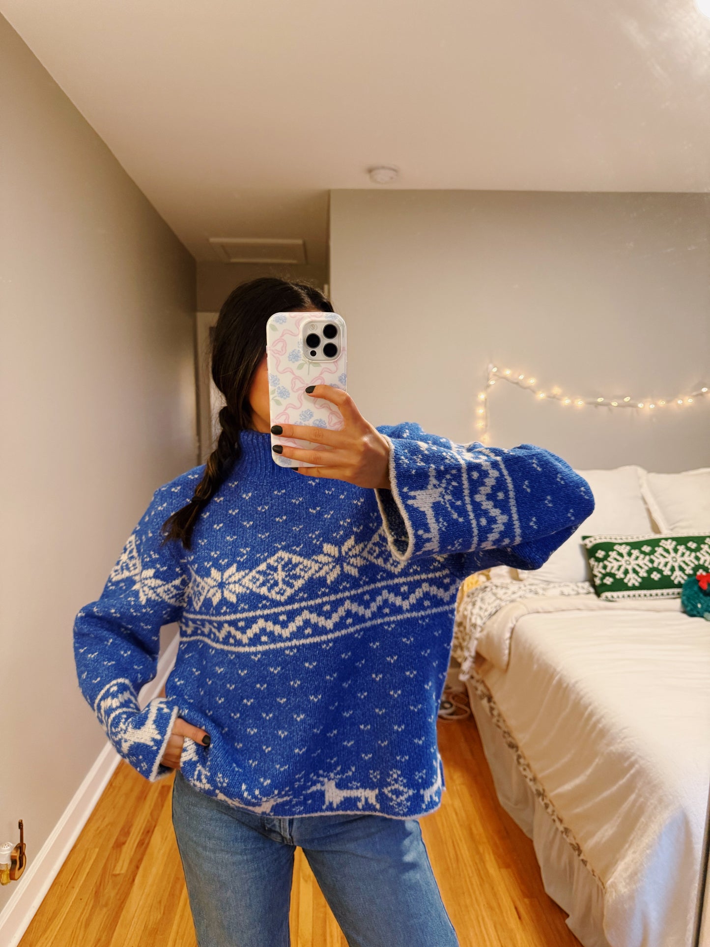 vinage holiday sweater -BLUE