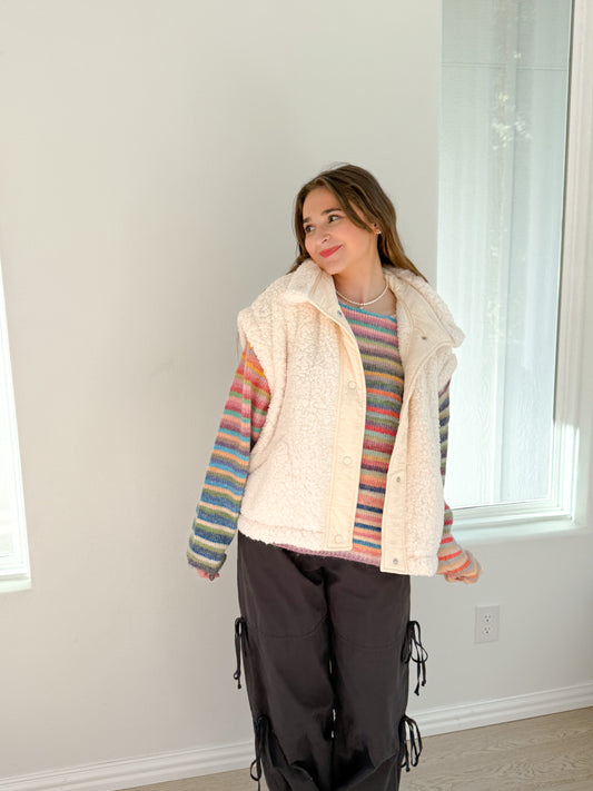 teddy sherpa vest -IVORY