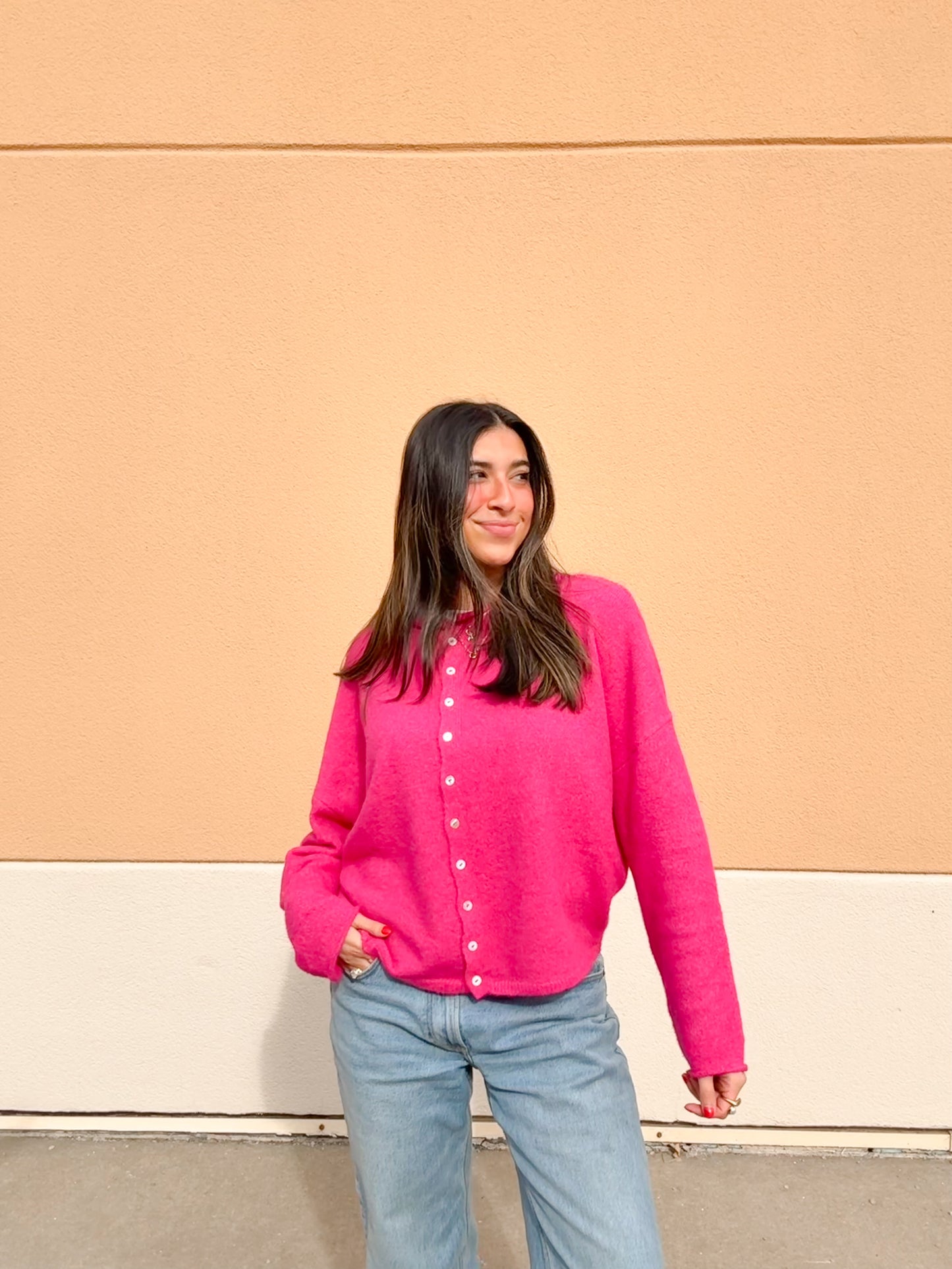 the Lorie cardigan -FUCHSIA