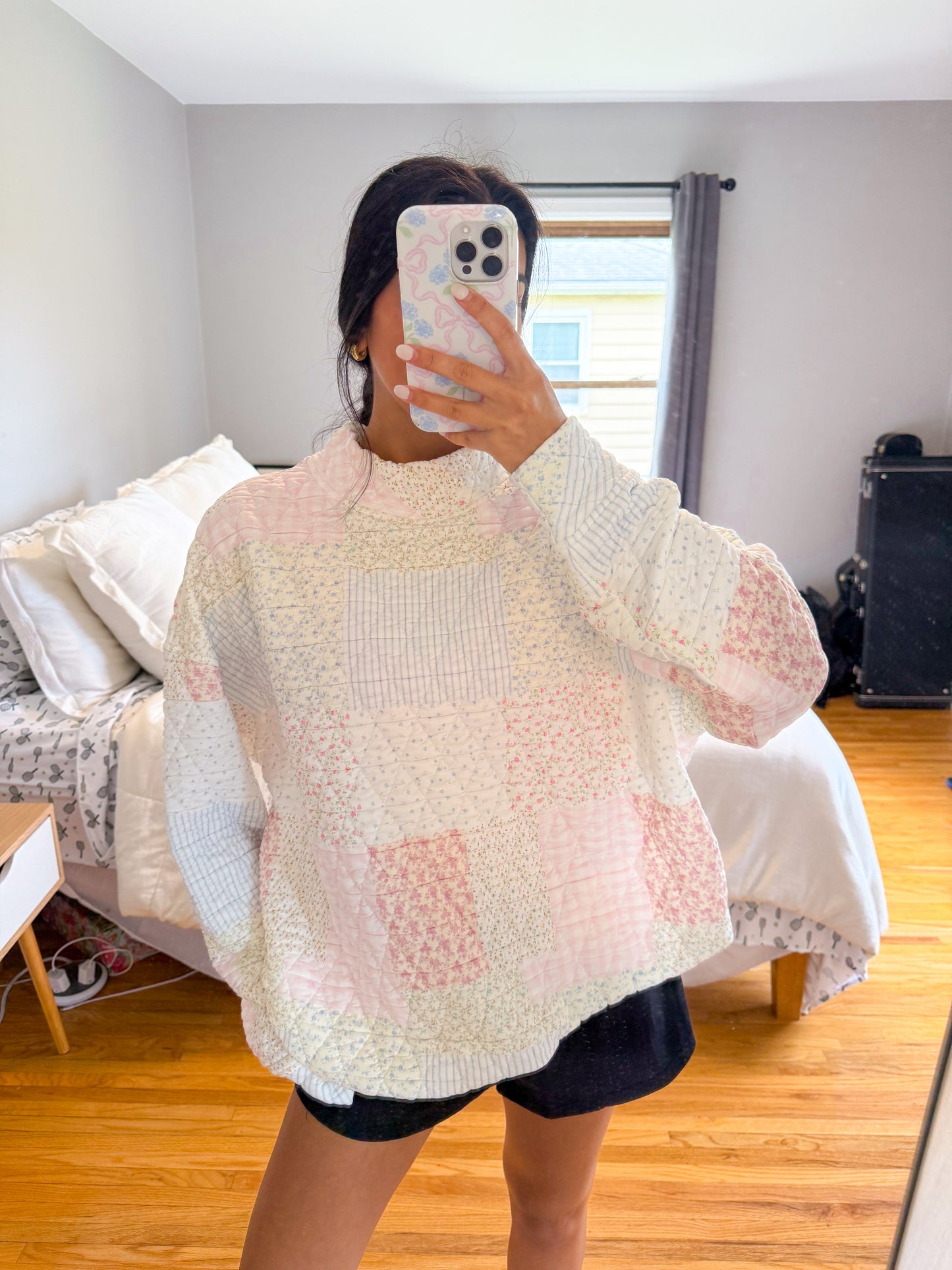 summer quilted mockneck