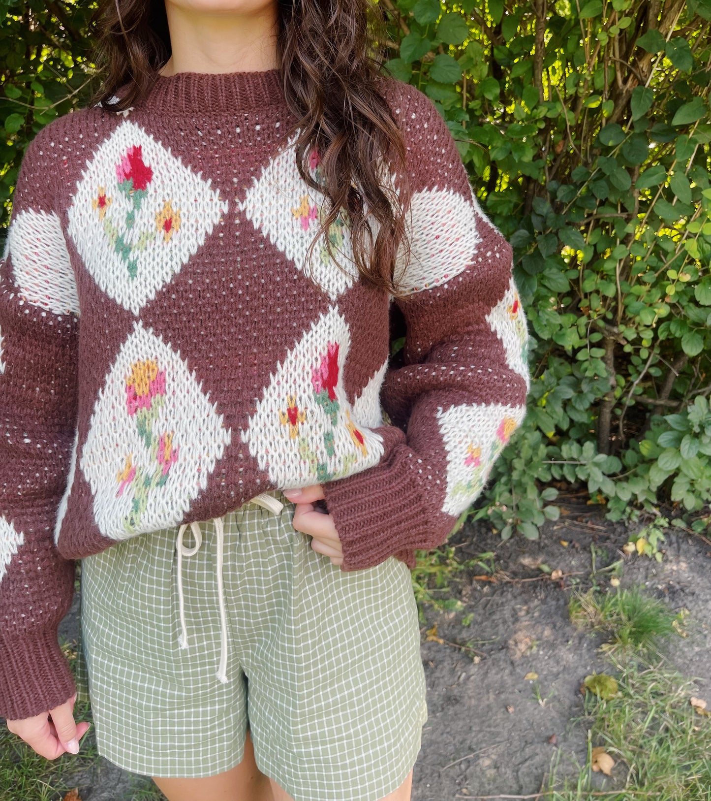 vintage rose sweater -ESPRESSO