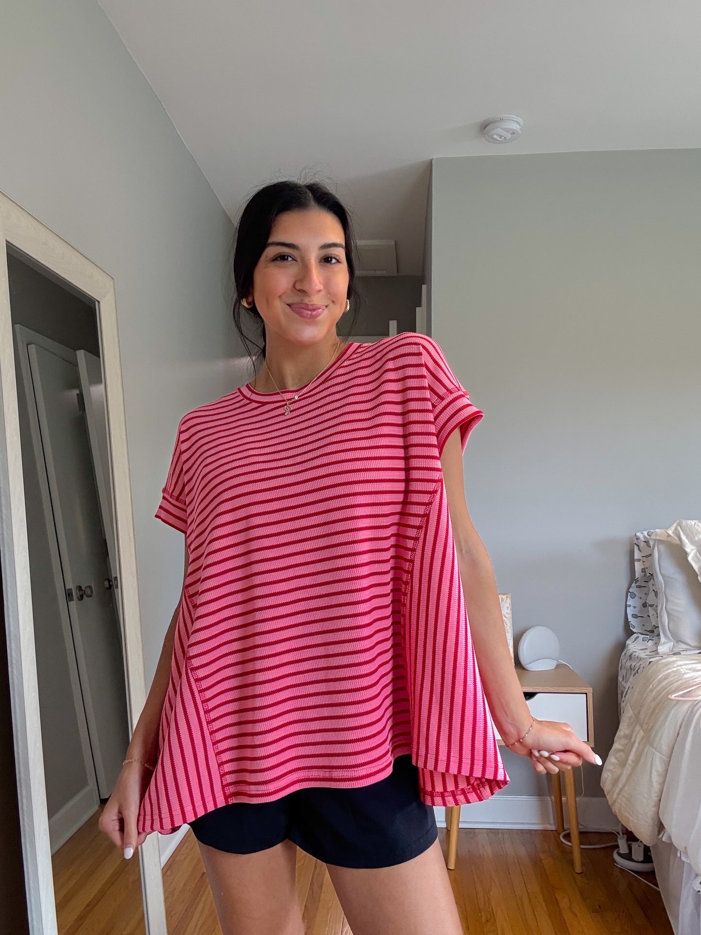 candy striped oversized tee