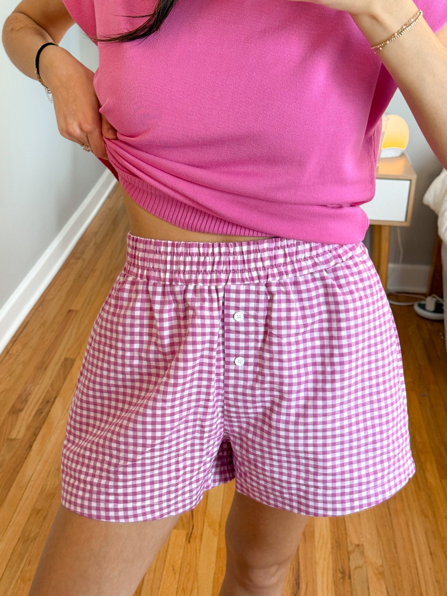 butterfly garden shorts -PINK