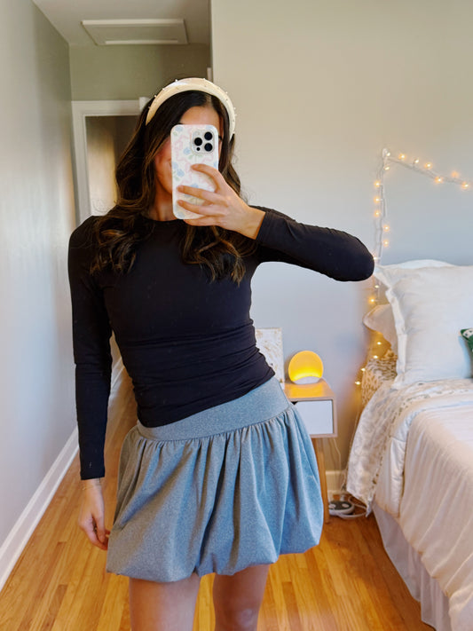 bubble mini skirt -GREY