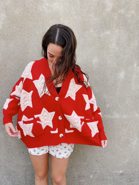 starry cardigan -RED