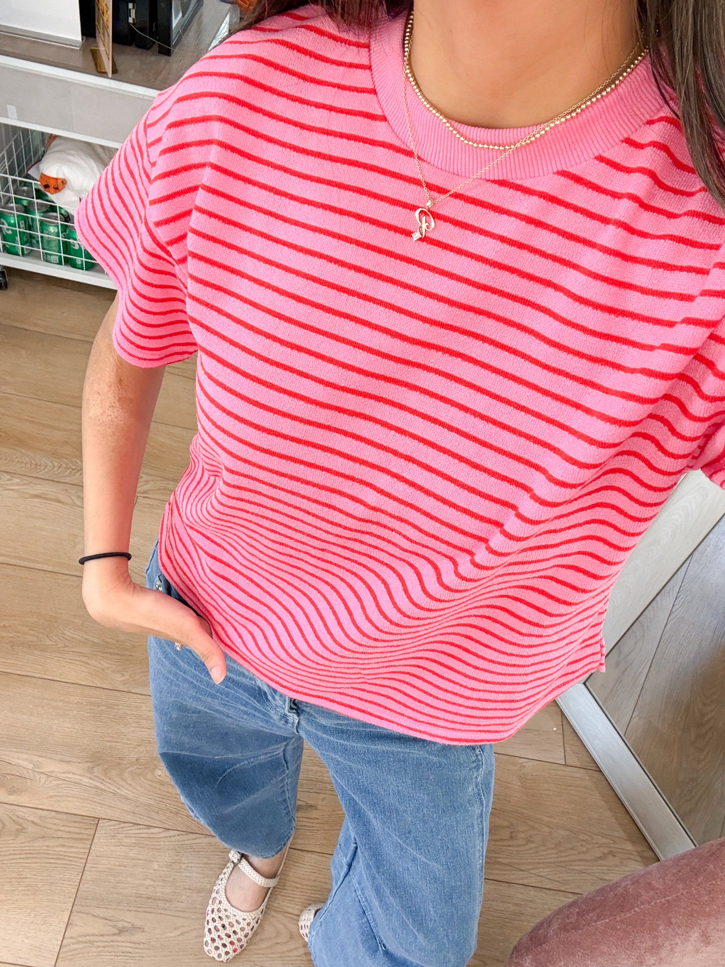 the Macie striped top -PINK