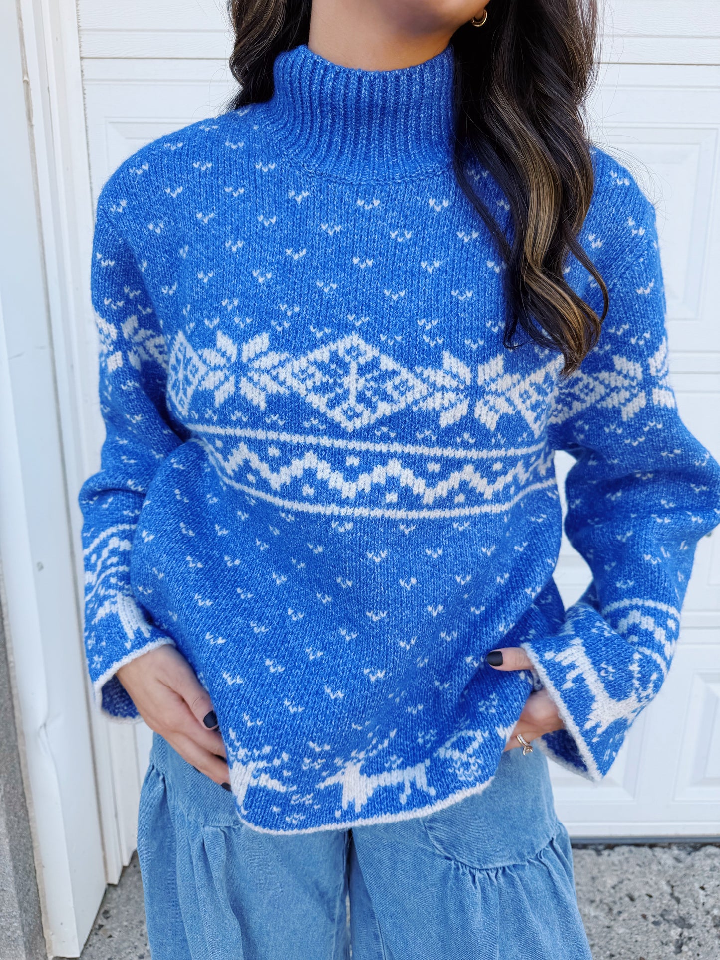 vinage holiday sweater -BLUE