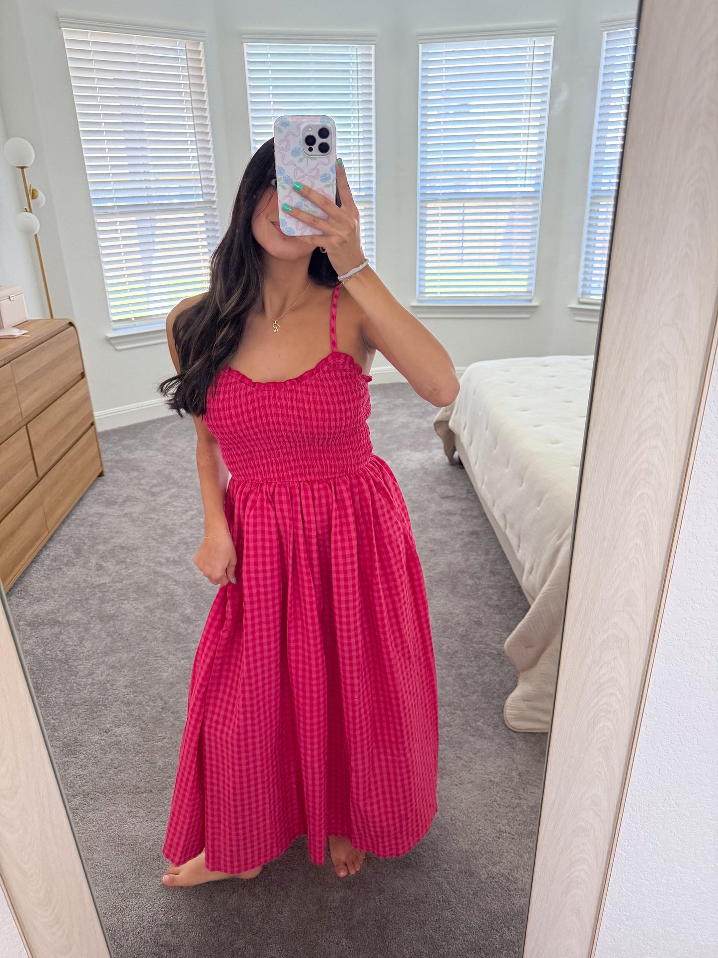 summer gingham maxi dress