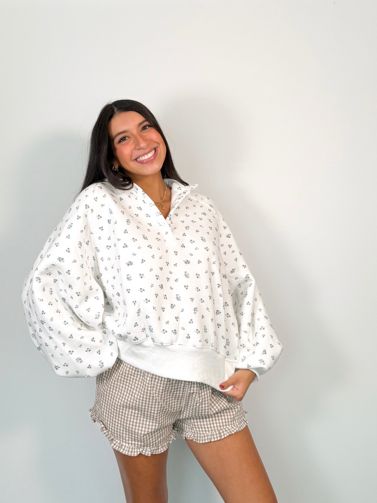 the Piper pullover -BLUE FLORAL