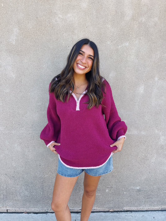 snow bunny pullover -MERLOT