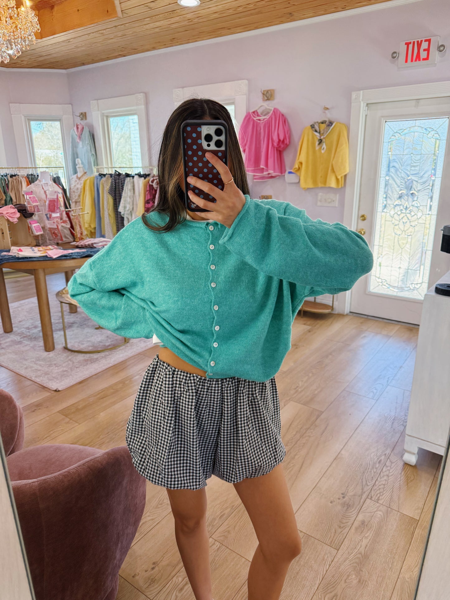 bubble gingham shorts