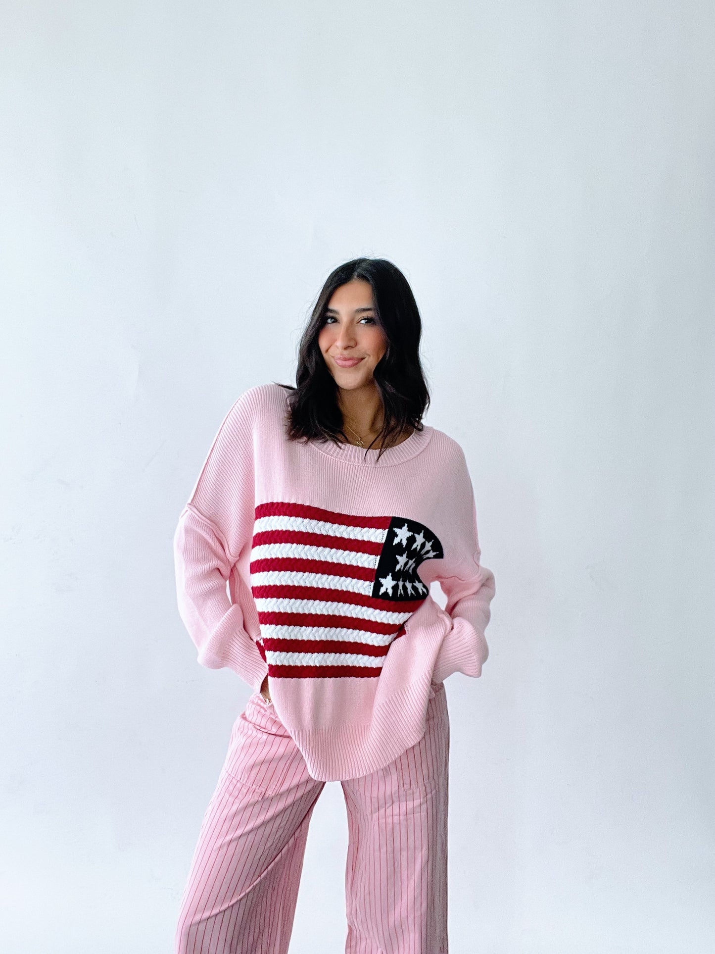 free to be cozy sweater -PINK