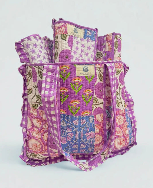 starlit bloom patchwork bag -LARGE