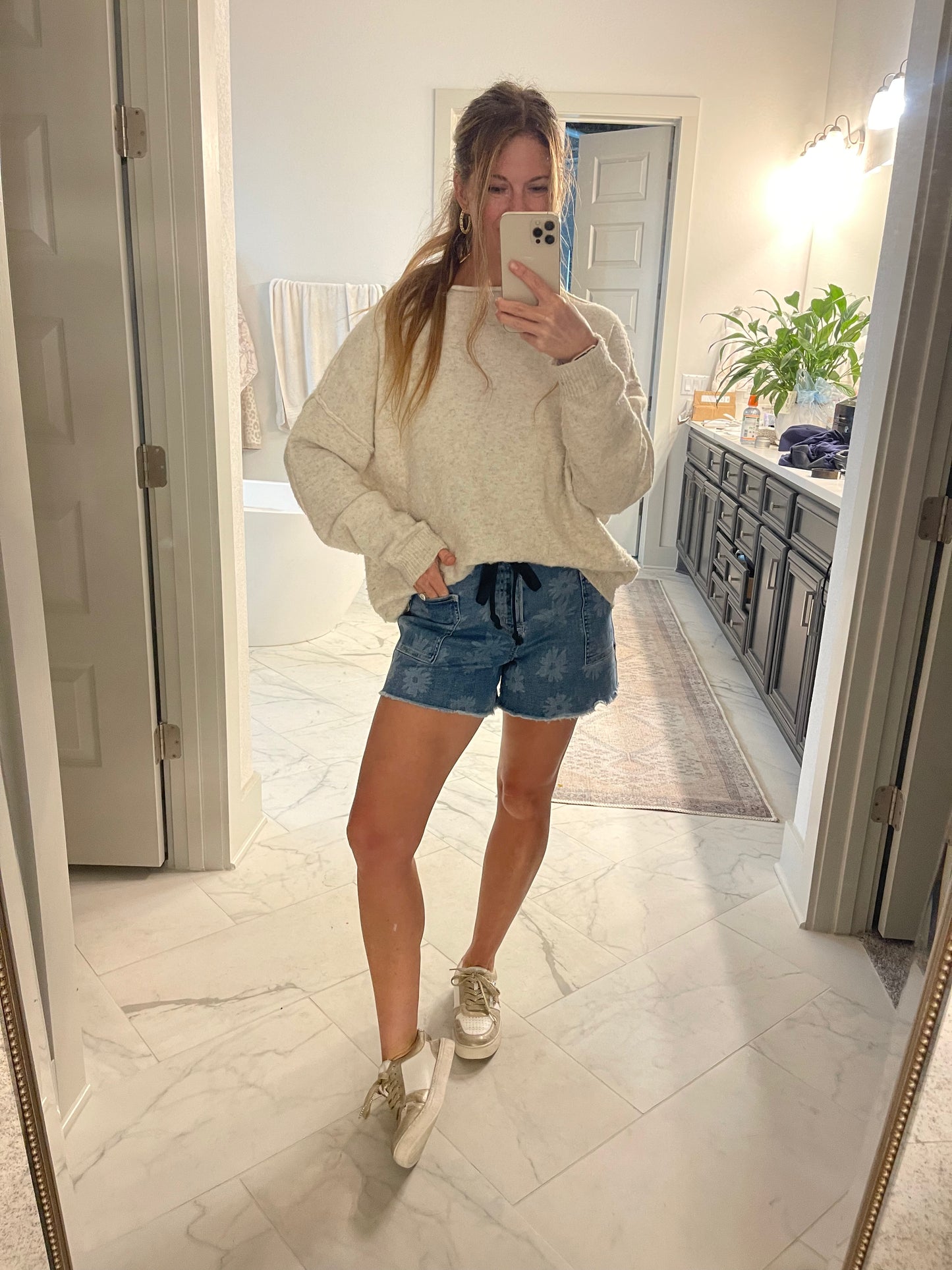 Daisy Denim Belted Shorts