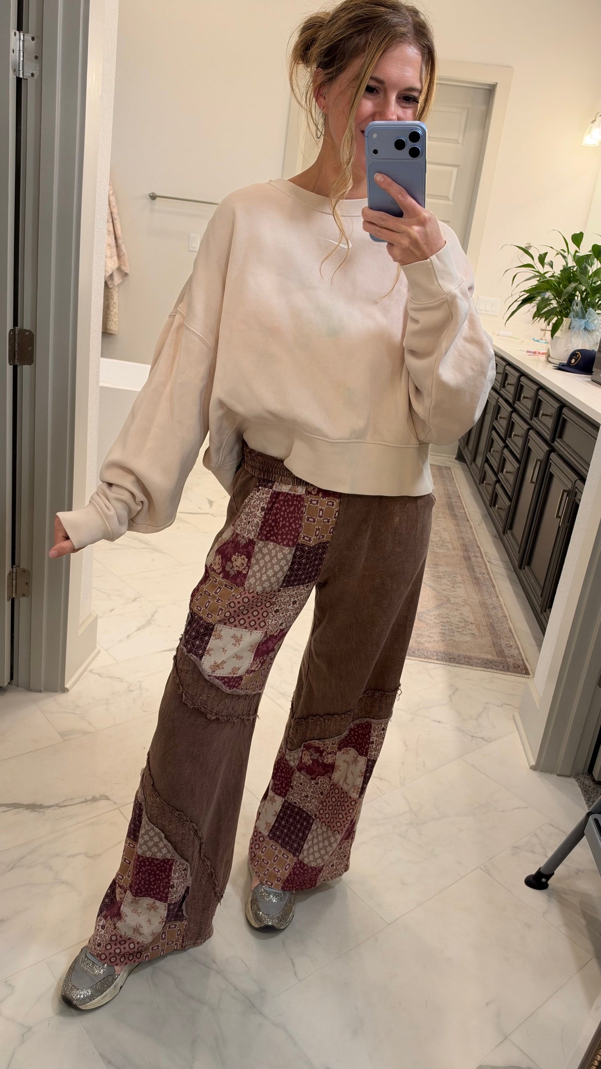 Mineral Washed Patchwork Swirl Pants