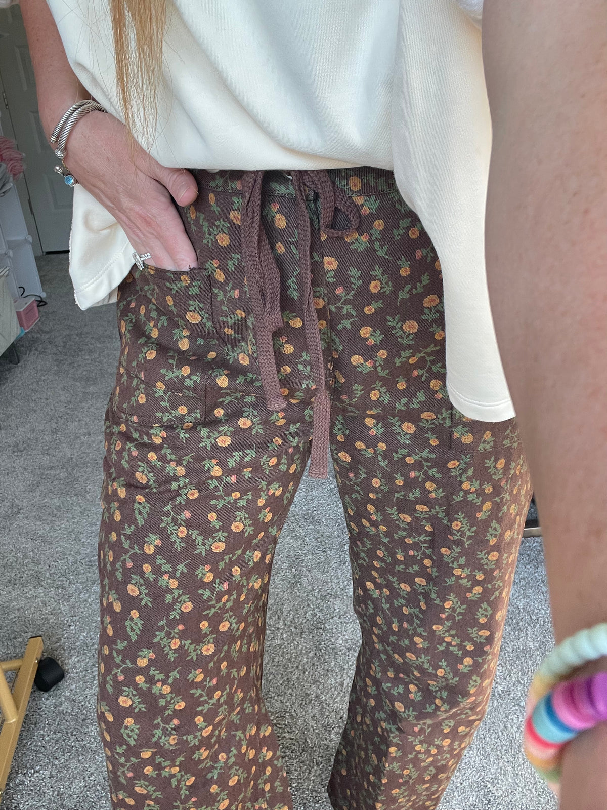 Floral Barrel Pants