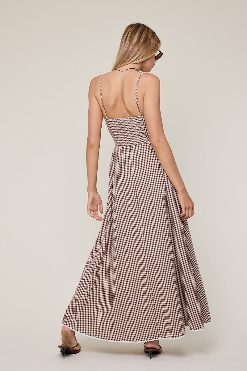 beary gingham maxi dress
