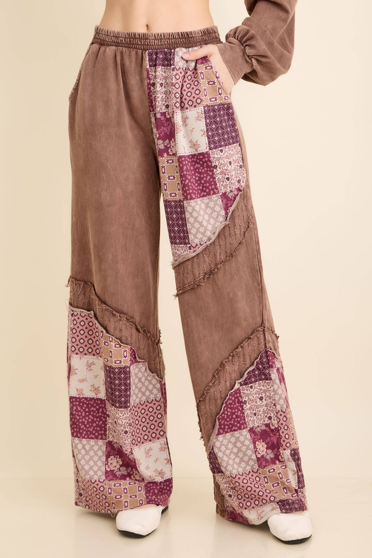 Mineral Washed Patchwork Swirl Pants