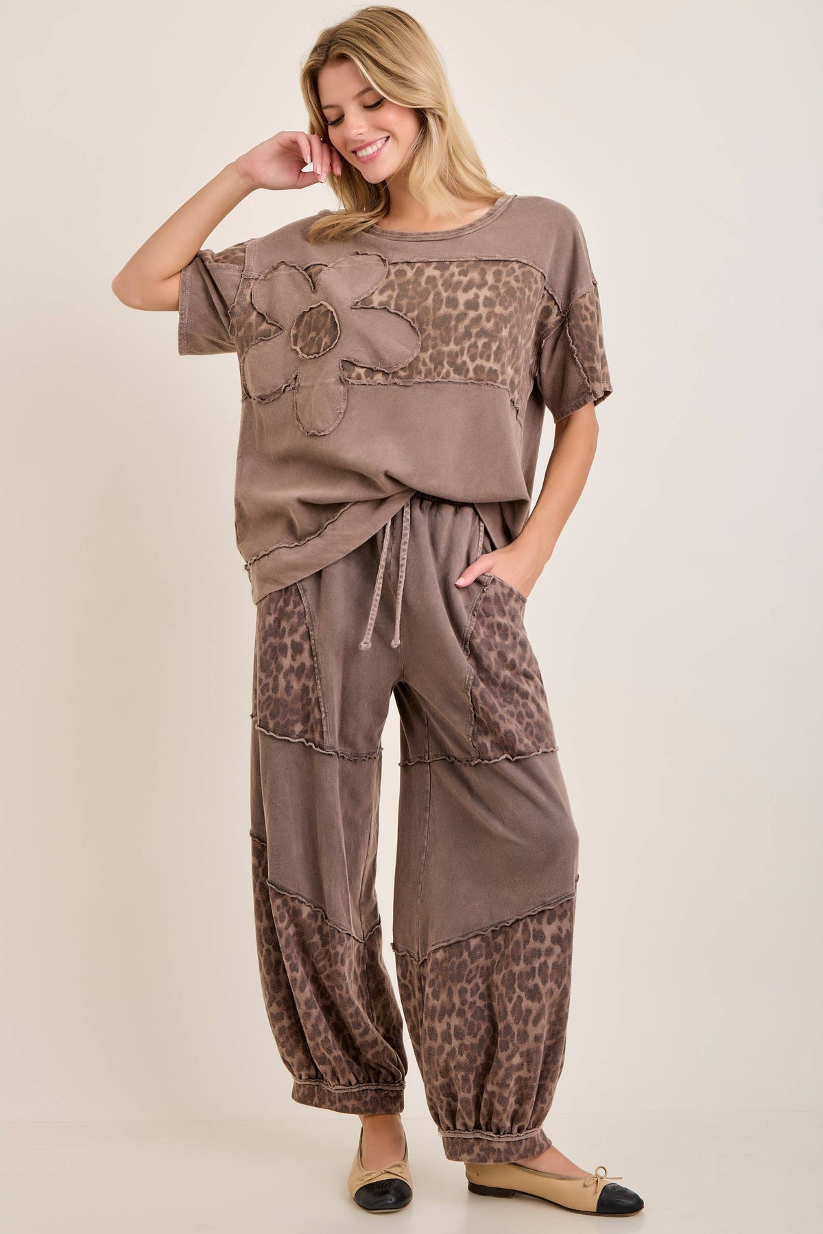 Leopard Balloon Mineral Washed Lounge Pants
