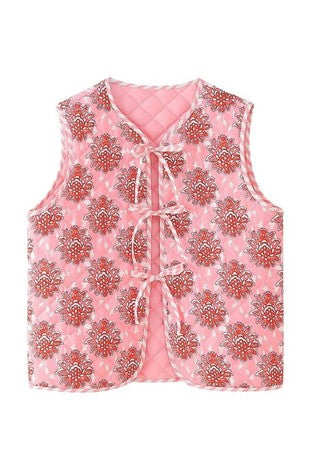 preppy rose bow vest