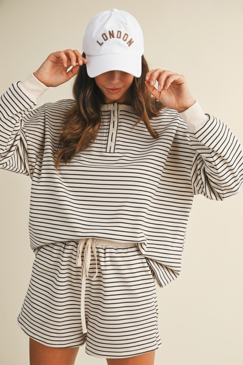 Pin Stripe Brushed Set- White and Black