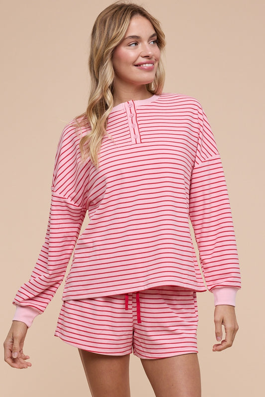 Pin Stripe Brushed Set- Strawberry