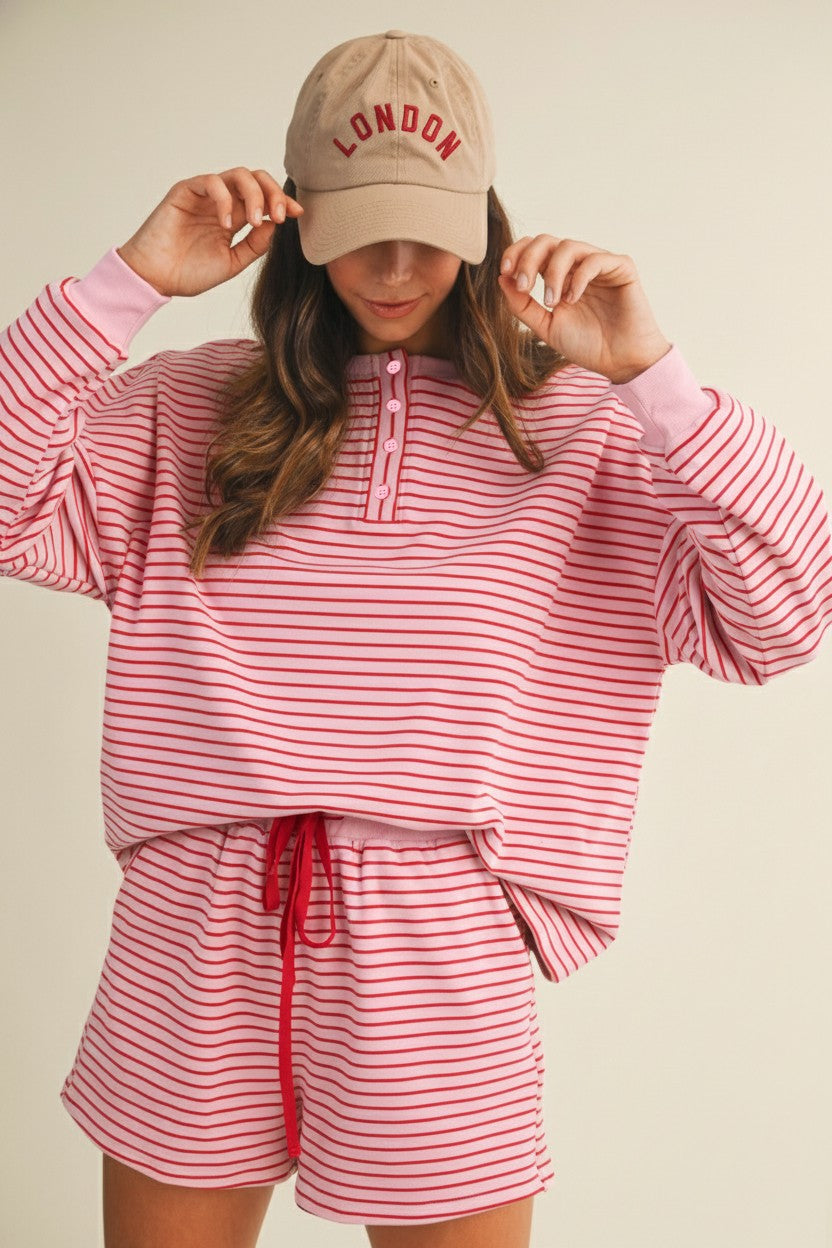 Pin Stripe Brushed Set- Strawberry