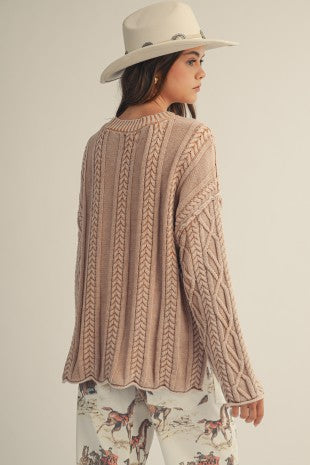 Braided Comfort Sweater: Latte
